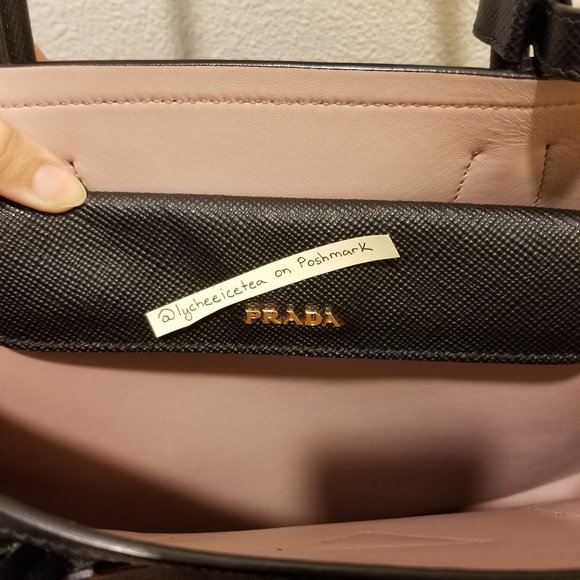 Prada Saffiano Small Double Cuir (Black/Pink) - Picture 14 of 16